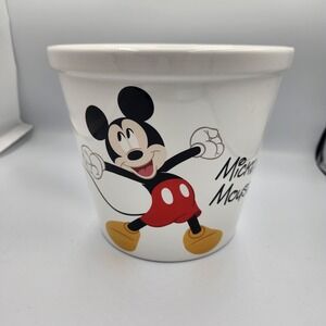 Disney Mickey Mouse Large White Ceramic‎ Popcorn Bowl Bucket Or Plant Pot New